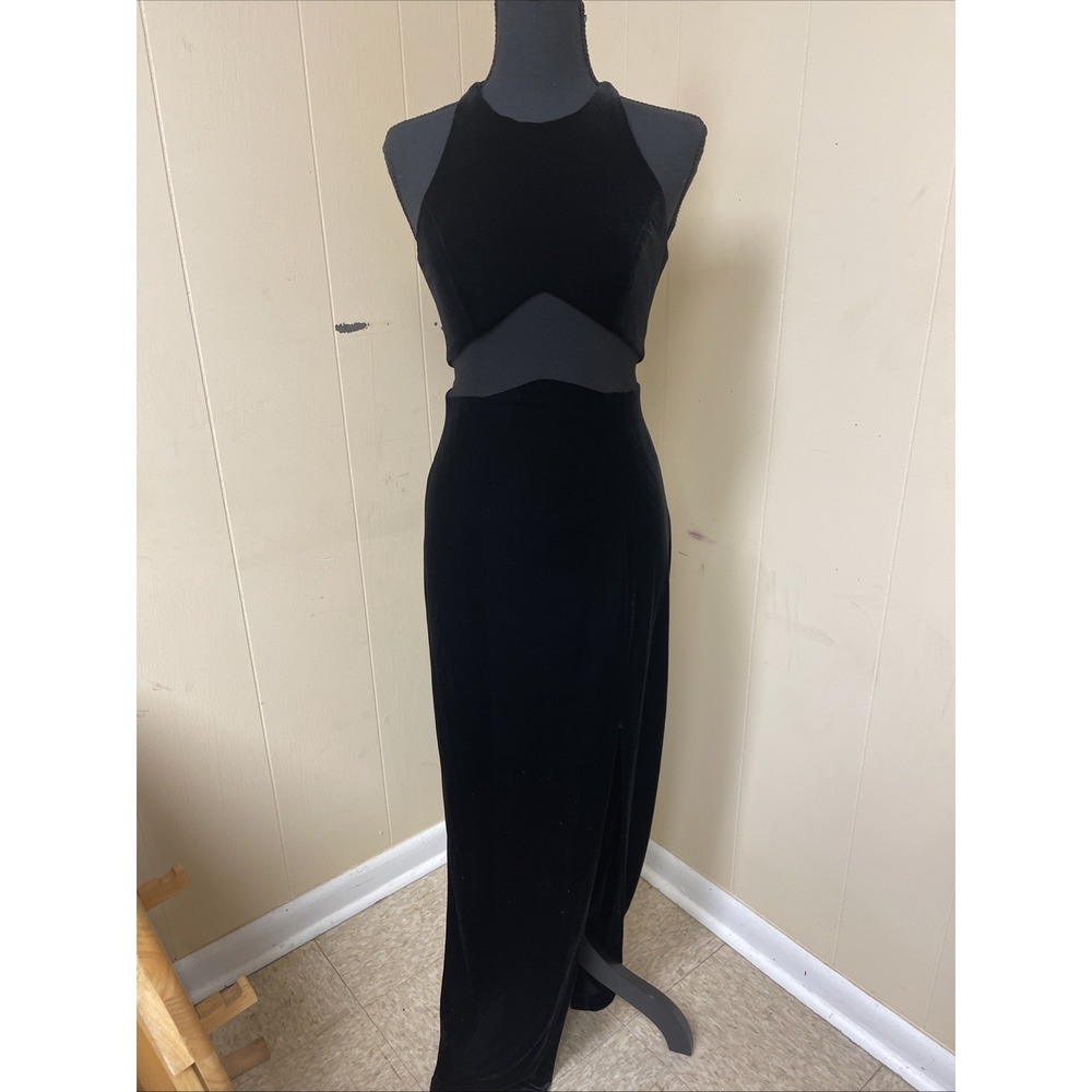 Vintage Morgan Co Prom Dress 3/4 Black 90S Y2K Goth Glam Sheer Cutout &high Slit